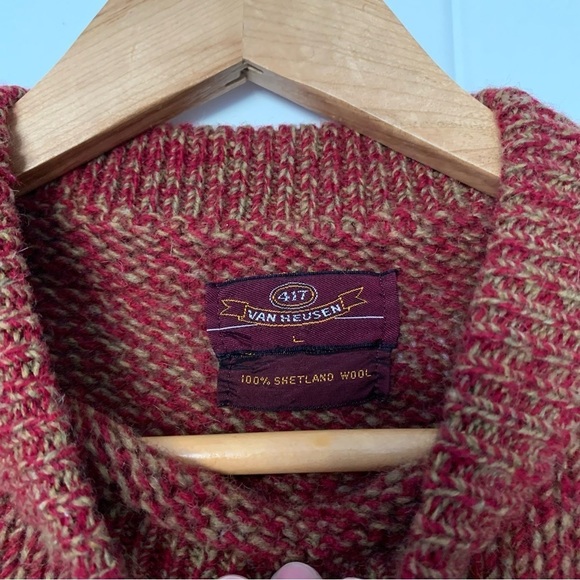 Vintage Van Heusen 100% Shetland Red Wool Sweater - Picture 2 of 7